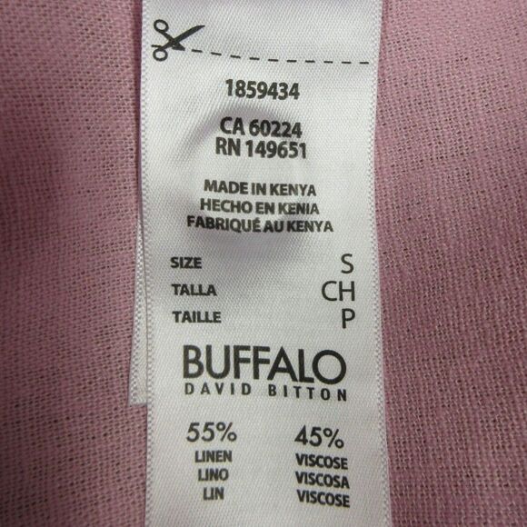 BUFFALO DAVID BITTON Linen Blend Button Front Shirt S 4-6 Fidji Pink Blouse NWT - Picture 4 of 9